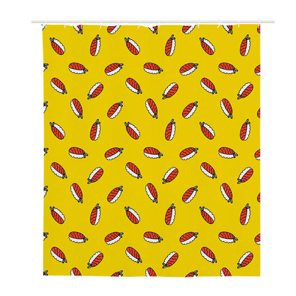 Doodle Japanese Sushi Pattern Print Polyester Shower Curtain