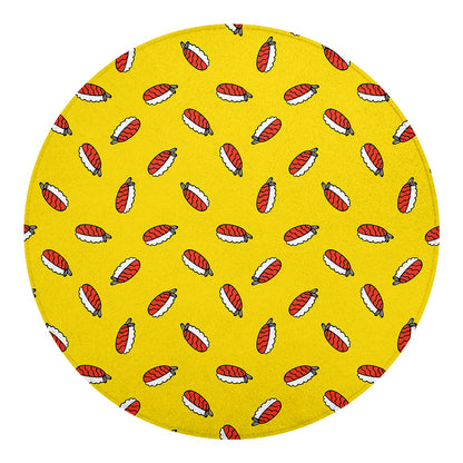 Doodle Japanese Sushi Pattern Print Round Blanket