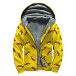 Doodle Japanese Sushi Pattern Print Sherpa Lined Zip Up Hoodie