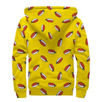 Doodle Japanese Sushi Pattern Print Sherpa Lined Zip Up Hoodie
