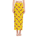 Doodle Japanese Sushi Pattern Print Side Slit Maxi Skirt
