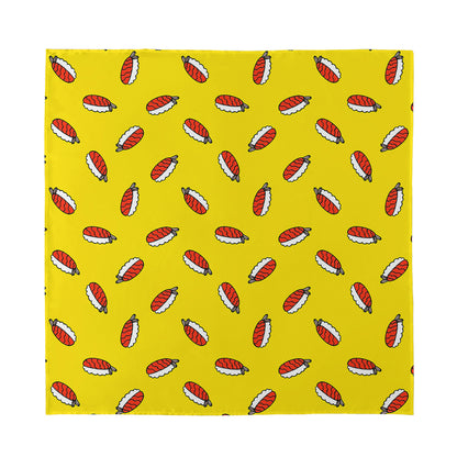 Doodle Japanese Sushi Pattern Print Silk Bandana