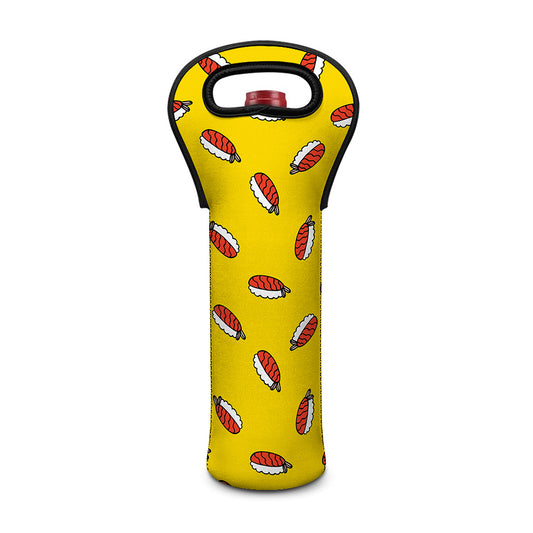 Doodle Japanese Sushi Pattern Print Single Neoprene Wine Tote