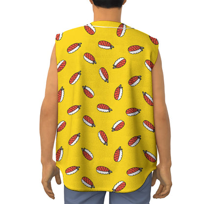 Doodle Japanese Sushi Pattern Print Sleeveless Baseball Jersey