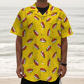 Doodle Japanese Sushi Pattern Print Textured Short Sleeve Shirt