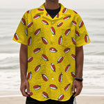 Doodle Japanese Sushi Pattern Print Textured Short Sleeve Shirt
