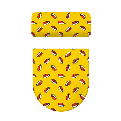 Doodle Japanese Sushi Pattern Print Toilet Lid And Tank Cover Set