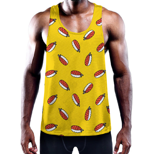 Doodle Japanese Sushi Pattern Print Training Tank Top