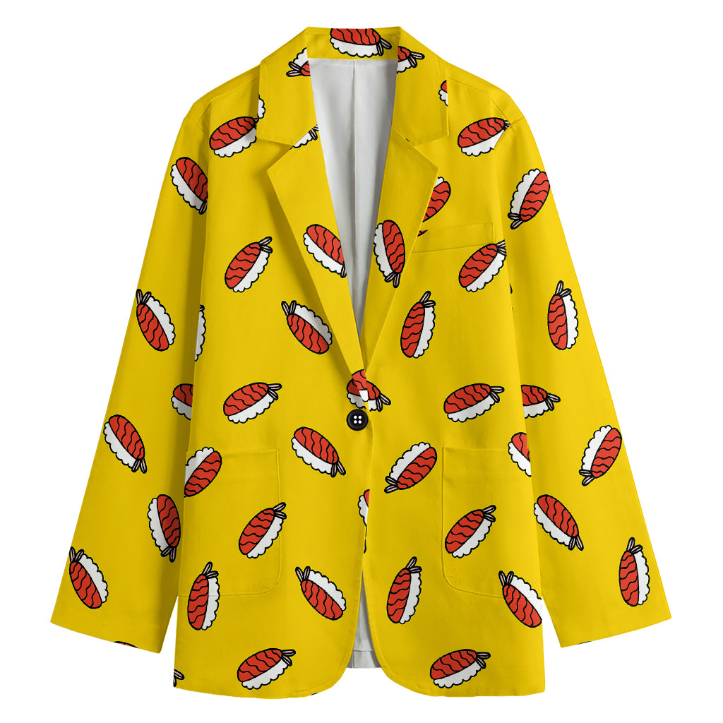 Doodle Japanese Sushi Pattern Print Women's Blazer