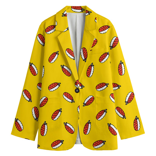 Doodle Japanese Sushi Pattern Print Women's Blazer