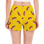 Doodle Japanese Sushi Pattern Print Women's Split Running Shorts