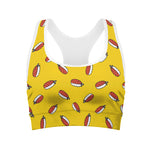 Doodle Japanese Sushi Pattern Print Women's Sports Bra