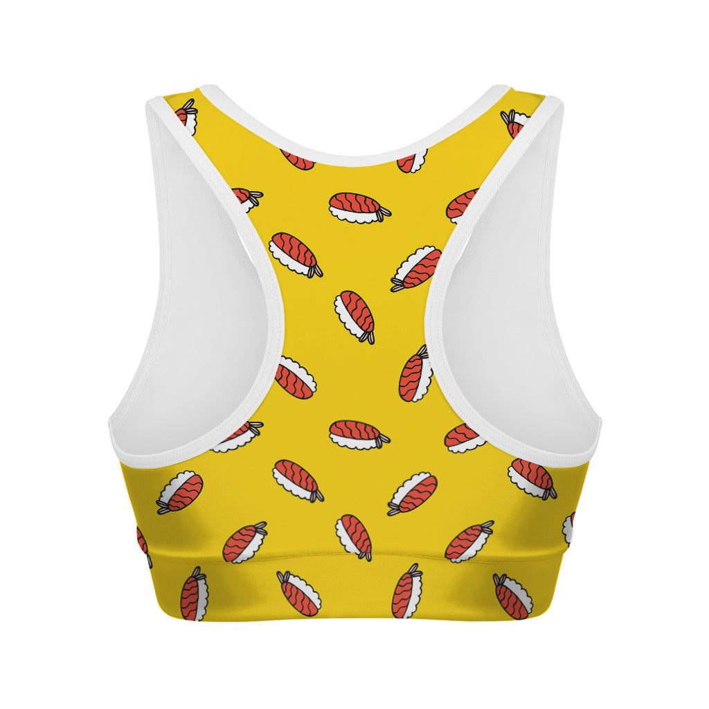 Doodle Japanese Sushi Pattern Print Women's Sports Bra