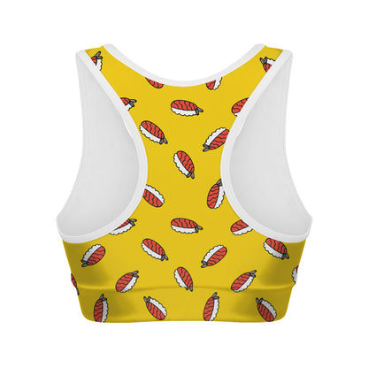Doodle Japanese Sushi Pattern Print Women's Sports Bra