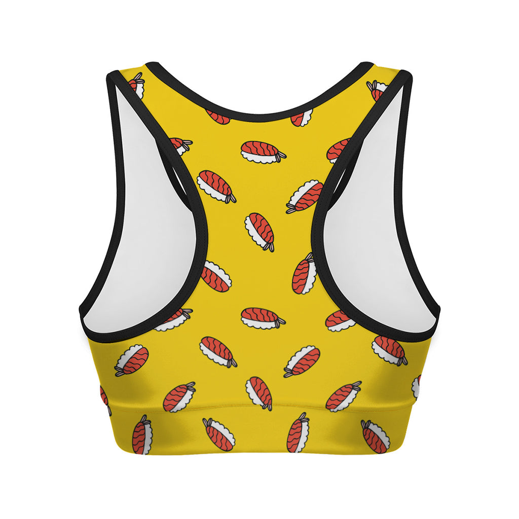 Doodle Japanese Sushi Pattern Print Women's Sports Bra