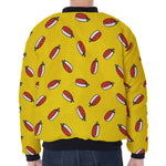 Doodle Japanese Sushi Pattern Print Zip Sleeve Bomber Jacket