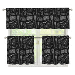 Doodle Lacrosse Pattern Print 3 Piece Kitchen Curtains