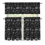 Doodle Lacrosse Pattern Print 3 Piece Kitchen Curtains