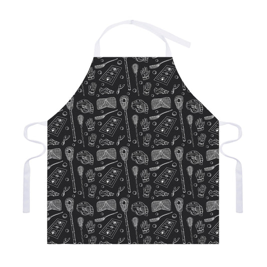 Doodle Lacrosse Pattern Print Adjustable Apron