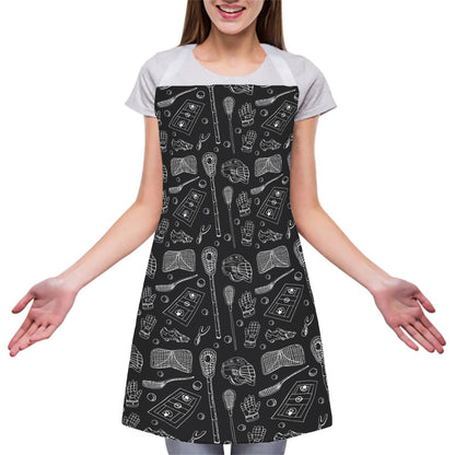 Doodle Lacrosse Pattern Print Adjustable Apron