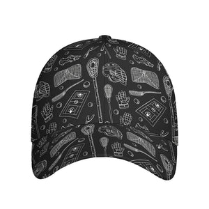 Doodle Lacrosse Pattern Print Baseball Cap