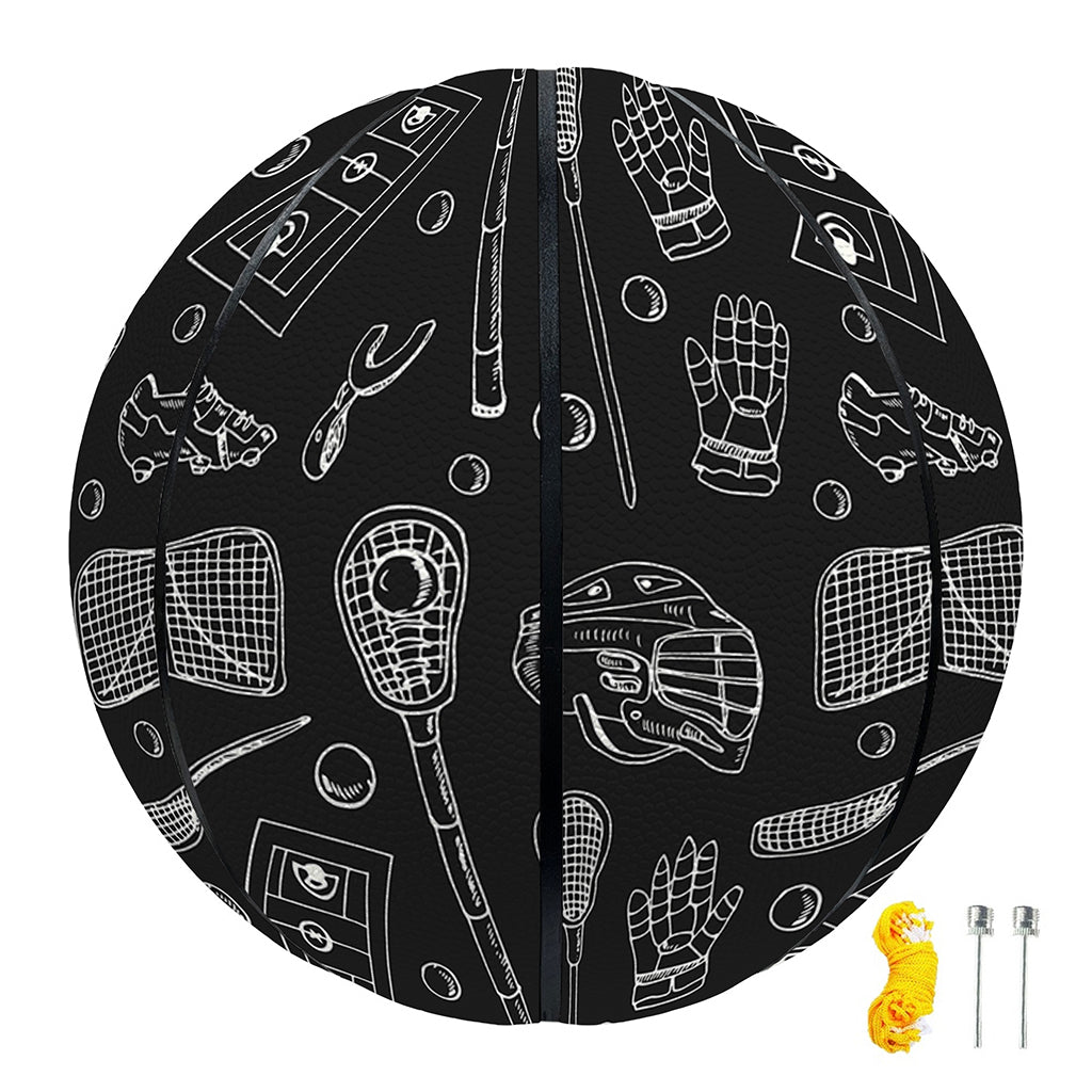 Doodle Lacrosse Pattern Print Basketball