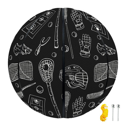 Doodle Lacrosse Pattern Print Basketball