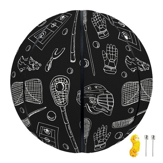 Doodle Lacrosse Pattern Print Basketball