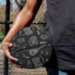 Doodle Lacrosse Pattern Print Basketball