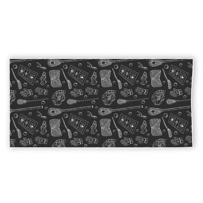 Doodle Lacrosse Pattern Print Beach Towel