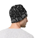 Doodle Lacrosse Pattern Print Beanie