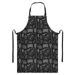 Doodle Lacrosse Pattern Print Bib Apron With Pocket