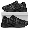 Doodle Lacrosse Pattern Print Black Chunky Shoes