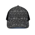 Doodle Lacrosse Pattern Print Black Mesh Trucker Hat