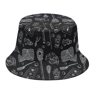 Doodle Lacrosse Pattern Print Bucket Hat