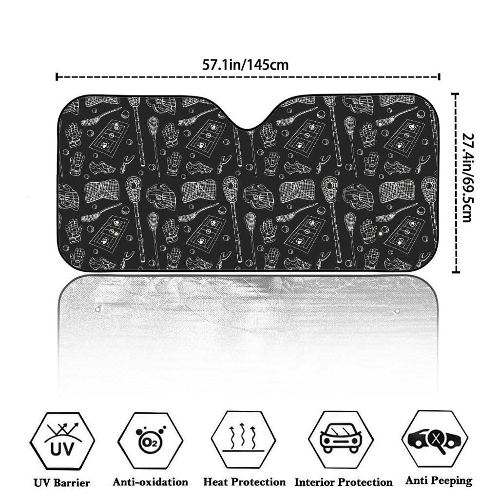 Doodle Lacrosse Pattern Print Car Windshield Sun Shade