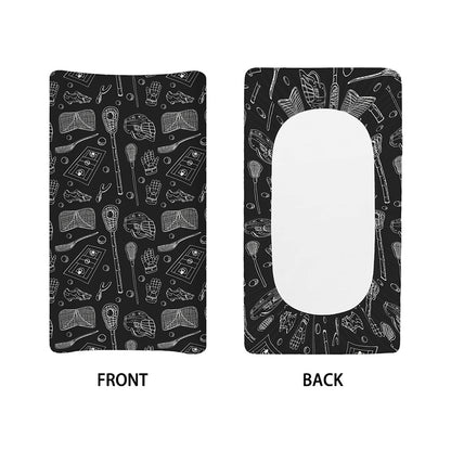 Doodle Lacrosse Pattern Print Changing Pad Cover