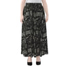 Doodle Lacrosse Pattern Print Chiffon Maxi Skirt