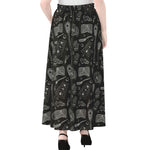 Doodle Lacrosse Pattern Print Chiffon Maxi Skirt