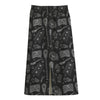 Doodle Lacrosse Pattern Print Cotton Front Slit Maxi Skirt