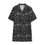 Doodle Lacrosse Pattern Print Cotton Hawaiian Shirt