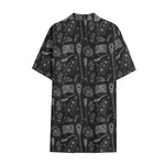 Doodle Lacrosse Pattern Print Cotton Hawaiian Shirt
