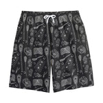 Doodle Lacrosse Pattern Print Cotton Shorts