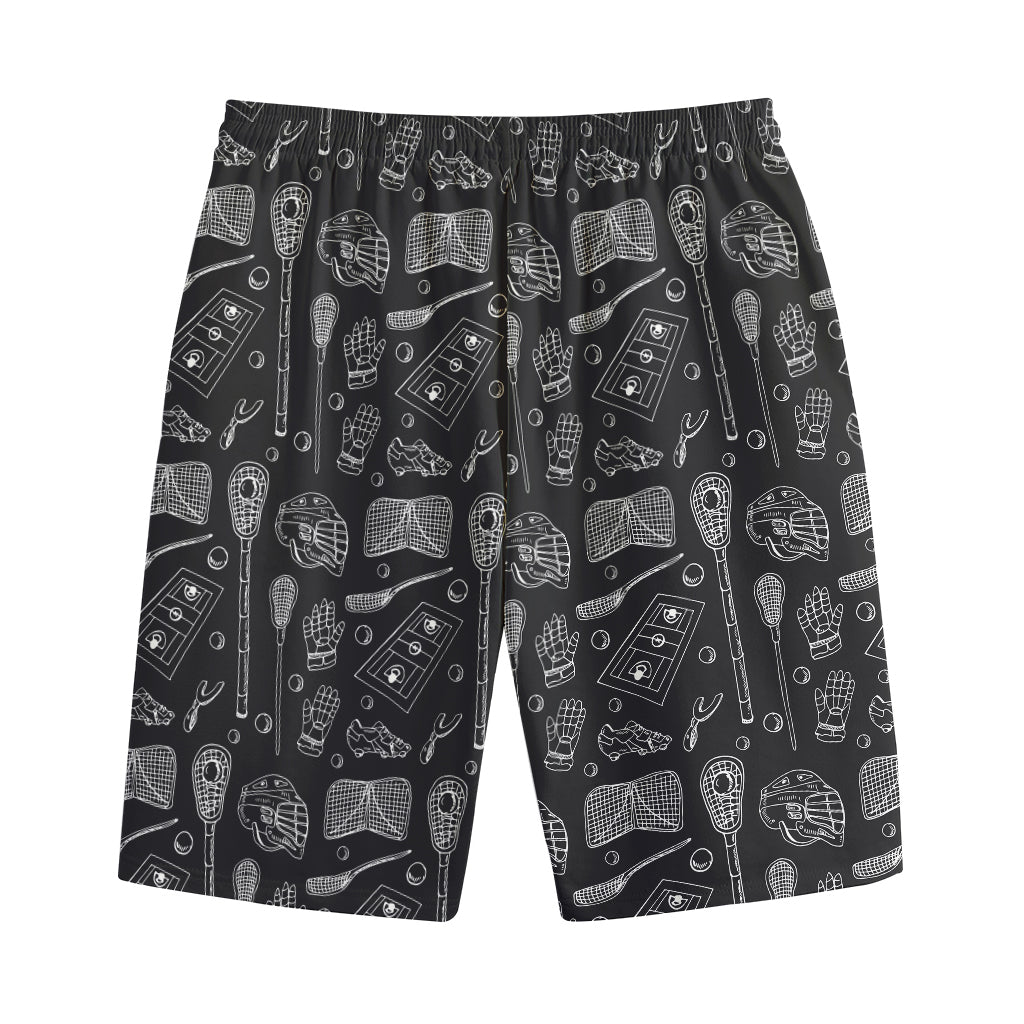 Doodle Lacrosse Pattern Print Cotton Shorts