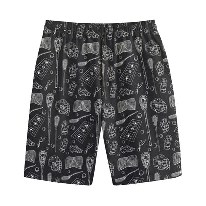 Doodle Lacrosse Pattern Print Cotton Shorts