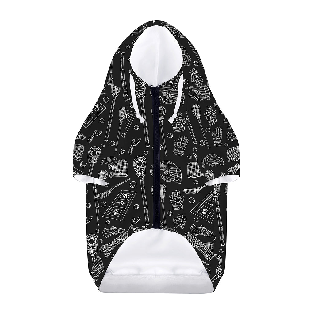 Doodle Lacrosse Pattern Print Dog Zip Up Hoodie