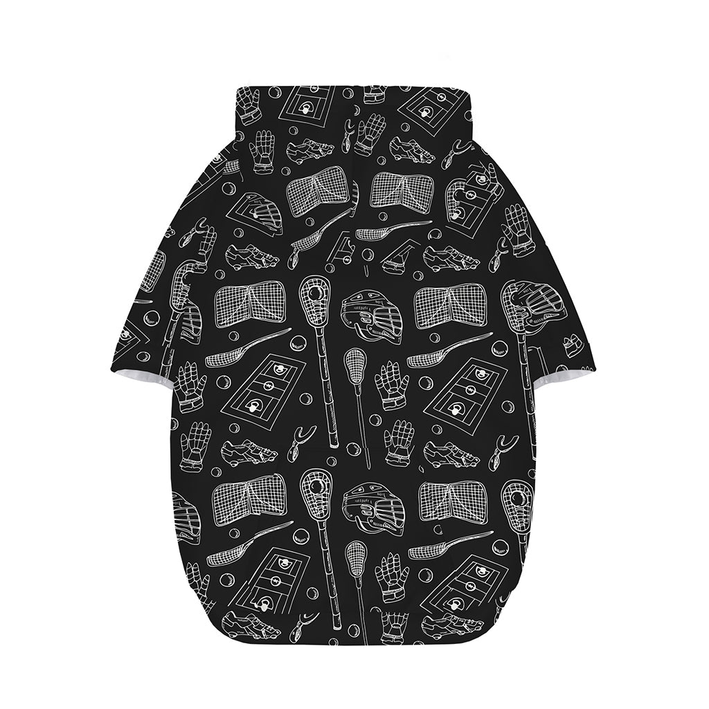 Doodle Lacrosse Pattern Print Dog Zip Up Hoodie