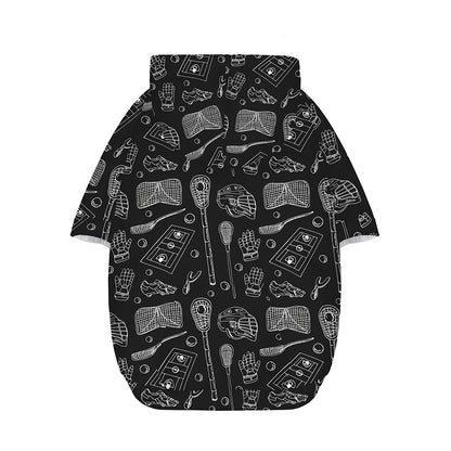 Doodle Lacrosse Pattern Print Dog Zip Up Hoodie