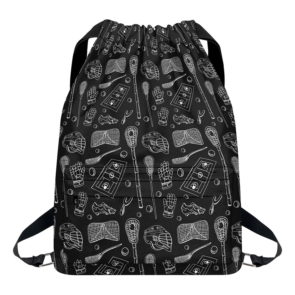 Doodle Lacrosse Pattern Print Drawstring Backpack