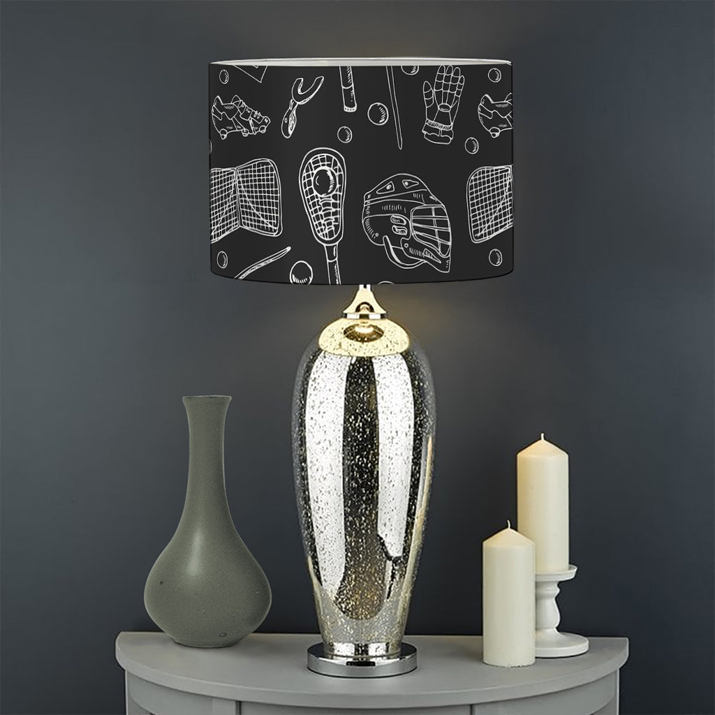 Doodle Lacrosse Pattern Print Drum Lamp Shade